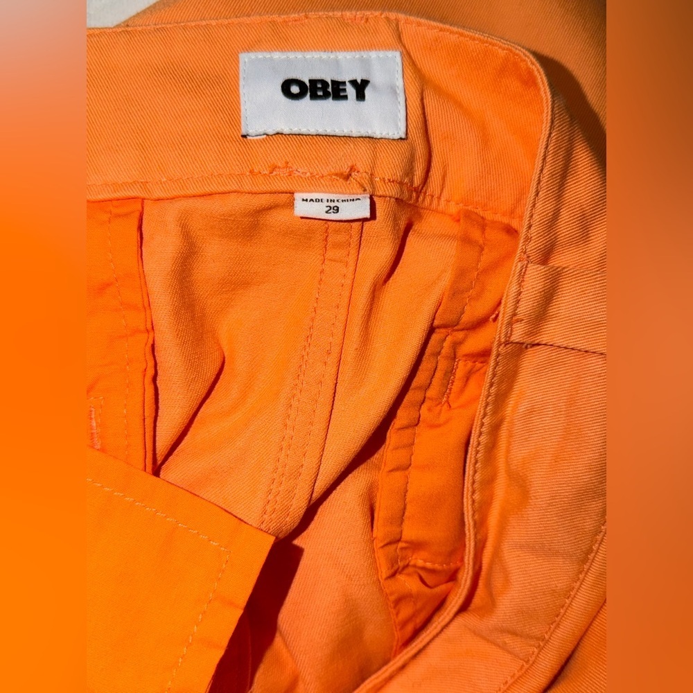 Obey High-Rise Wide Leg Jeans in Peach Orange - Picture 7 of 7